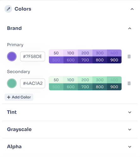 Colors Editor Panel