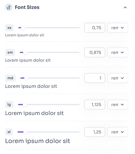 Font Sizes Panel