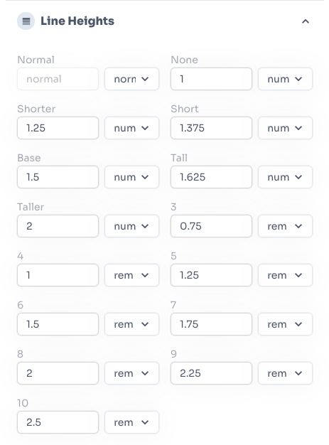 Line Heights Panel